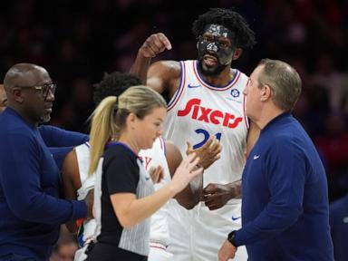embiid-ejected-after-drawing-2-technicals-in-game-against-wembanyama-and-spurs